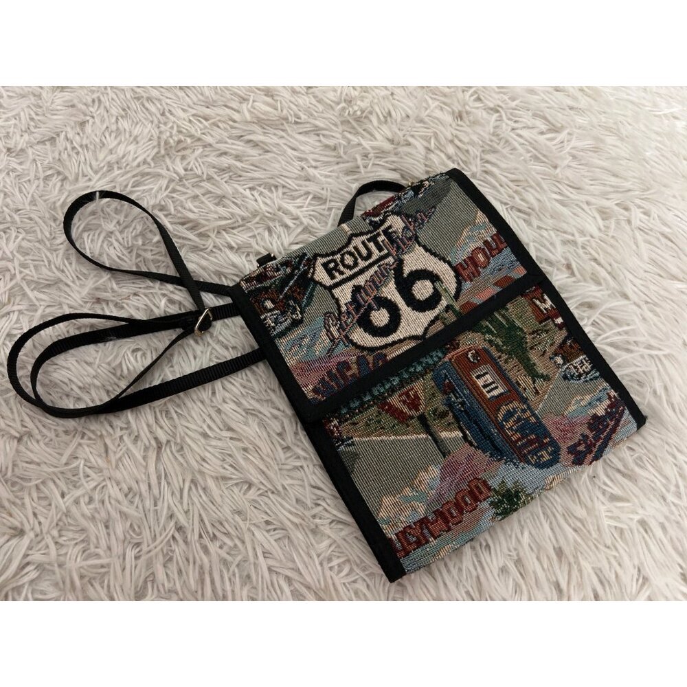 Danny K Vintage Route 66 Purse Folds out Crossbody Tapestry bag